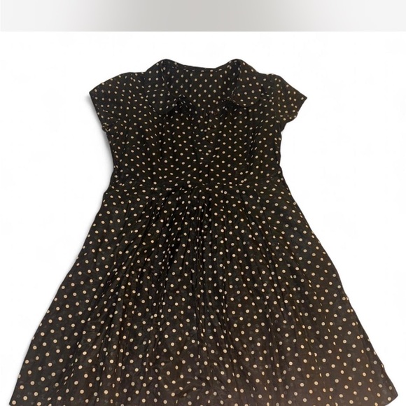 NO BRAND VINTAGE Dresses & Skirts - Elegant Black and Gold Polka Dot Mini Dress